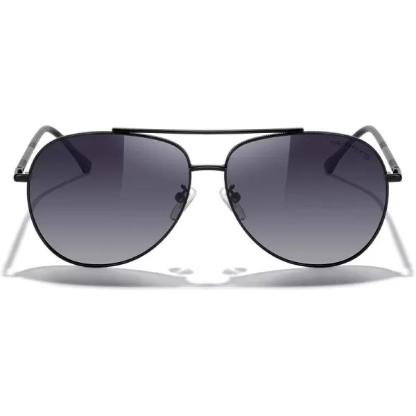 MERRYS Aviator Sunglasses for Women Men Polarized Mirror Lens with Case  Polarized Driving Sun glasses 60 MMBlack FrameGray Gradient Lens