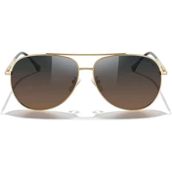 MERRYS Aviator Sunglasses for Women Men Polarized Mirror Lens with Case  Polarized Driving Sun glasses 60 MMGold FrameGray Brown Lens