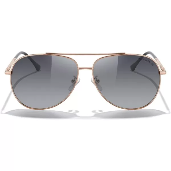 MERRYS Aviator Sunglasses for Women Men Polarized Mirror Lens with Case  Polarized Driving Sun glasses 60 MMRose Gold FrameGray Gradient Lens