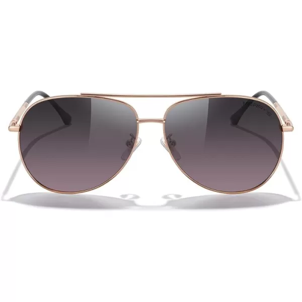 MERRYS Aviator Sunglasses for Women Men Polarized Mirror Lens with Case  Polarized Driving Sun glasses 60 MMRose Gold FrameGray Purple Lens