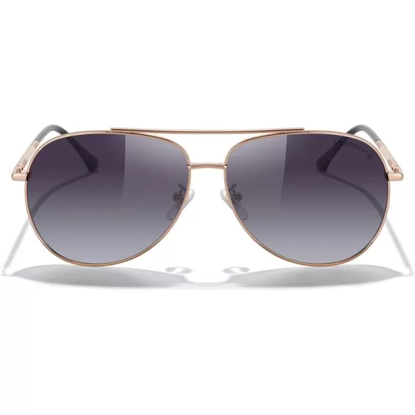 MERRYS Aviator Sunglasses for Women Men Polarized Mirror Lens with Case  Polarized Driving Sun glasses 60 MMRose Gold FramePurple Gradient Lens