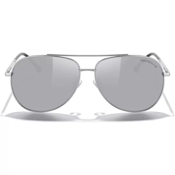 MERRYS Aviator Sunglasses for Women Men Polarized Mirror Lens with Case  Polarized Driving Sun glasses 60 MMSilver FrameSilver Mirror Lens