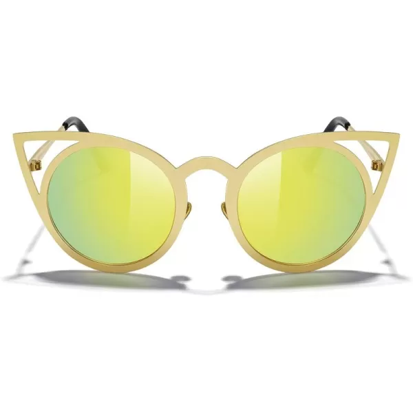 MERRYS Cat Eye Sunglasses Round Metal CutOut Flash Mirror Lens Sun glasses S8064Gold
