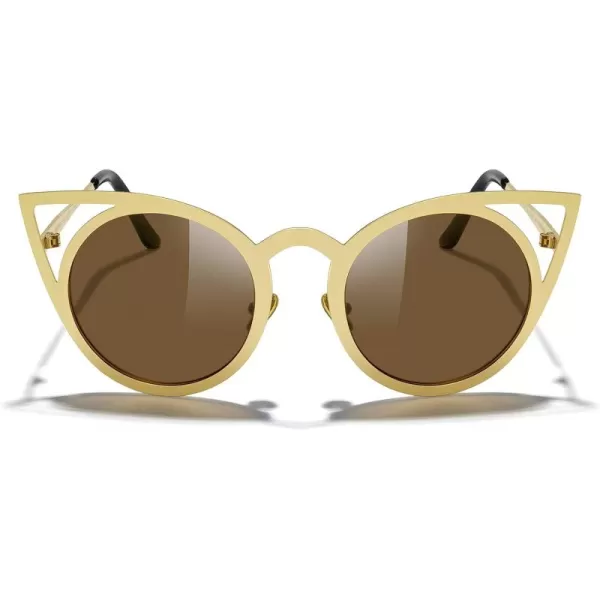 MERRYS Cat Eye Sunglasses Round Metal CutOut Flash Mirror Lens Sun glasses S8064Gold Framebrown Lens