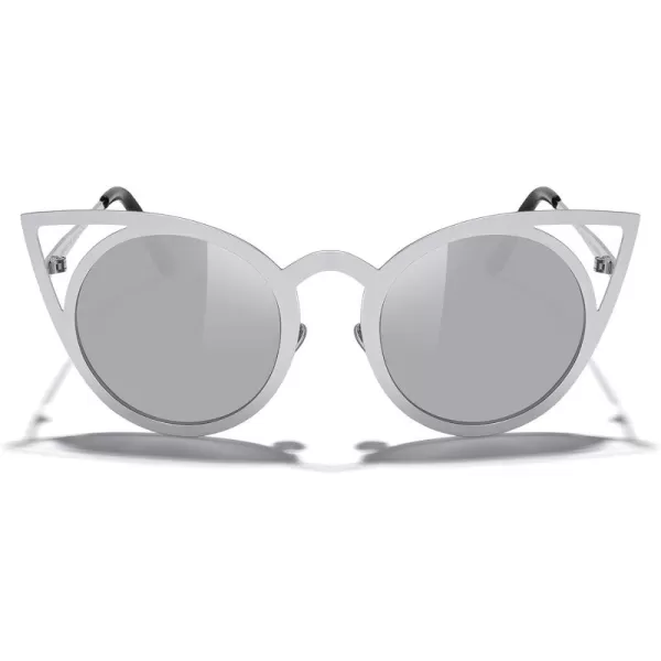MERRYS Cat Eye Sunglasses Round Metal CutOut Flash Mirror Lens Sun glasses S8064Silver