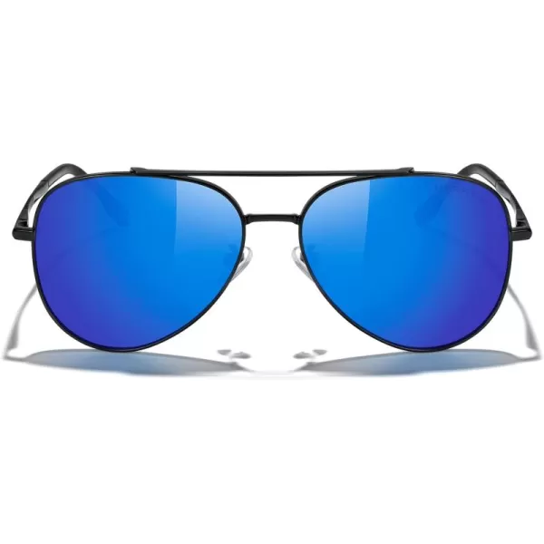 MERRYS Classic Mirrored Aviator Sunglasses for Men Women Polarized Driving Fishing Mens SunglassesBlack FrameBlue Mirror Lens