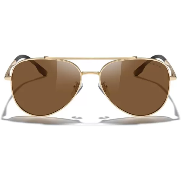MERRYS Classic Mirrored Aviator Sunglasses for Men Women Polarized Driving Fishing Mens SunglassesGold FrameBrown Lens