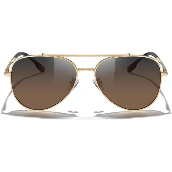 MERRYS Classic Mirrored Aviator Sunglasses for Men Women Polarized Driving Fishing Mens SunglassesGold FrameGray Brown Lens