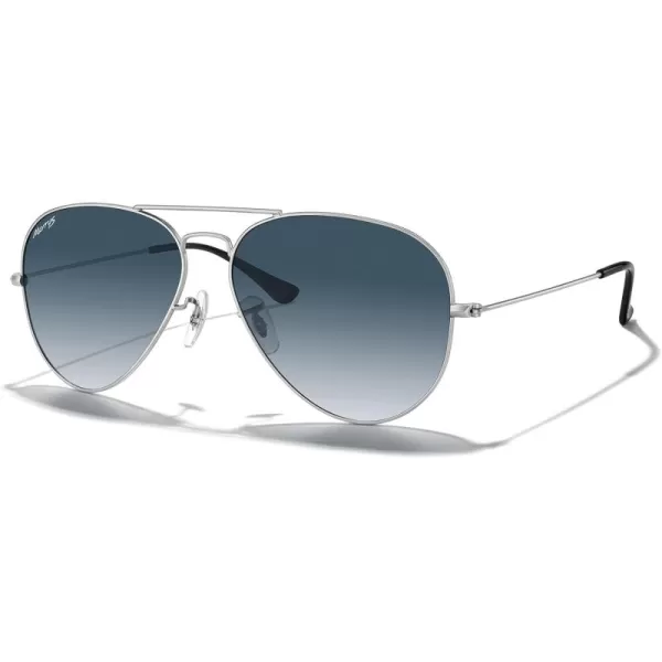 MERRYS Classic Polarized Aviator Sunglasses for Men Women S6025Matte Chrome FrameBlue Gradient Lens