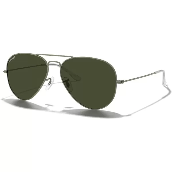 MERRYS Classic Polarized Aviator Sunglasses for Men Women S6025Military Olive FrameG15 Lens