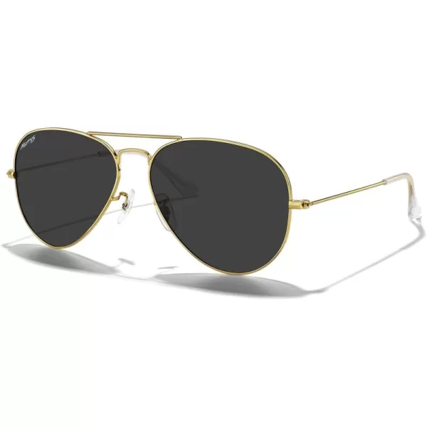 MERRYS Classic Polarized Aviator Sunglasses for Men Women S6025Polished Gold FrameBlack Lens