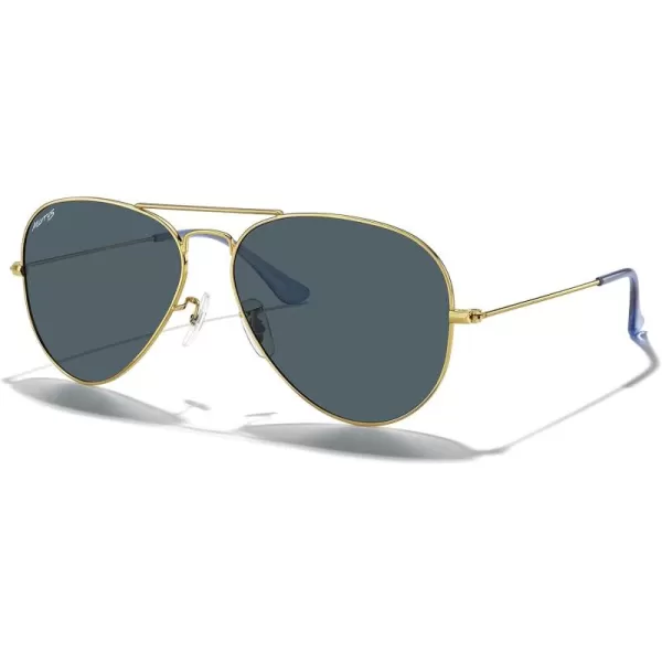 MERRYS Classic Polarized Aviator Sunglasses for Men Women S6025Polished Gold FrameBlue Lens