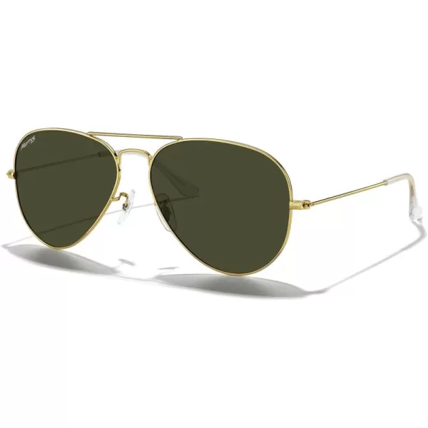 MERRYS Classic Polarized Aviator Sunglasses for Men Women S6025Polished Gold FrameG15 Lens