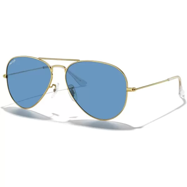 MERRYS Classic Polarized Aviator Sunglasses for Men Women S6025Polished Gold FrameLight Blue Lens