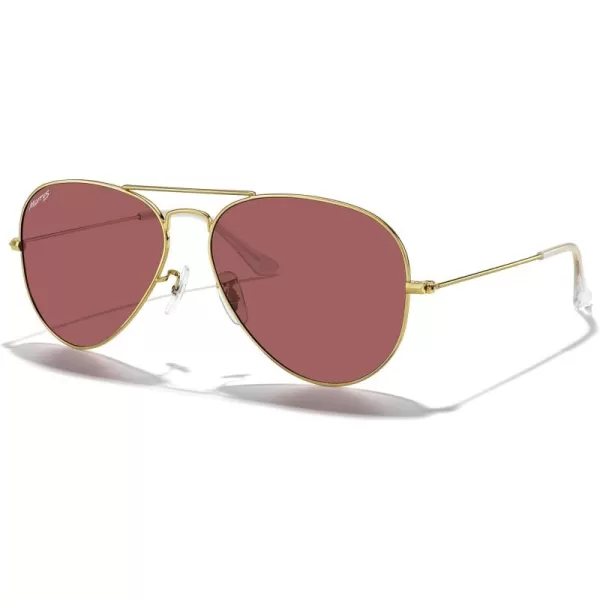 MERRYS Classic Polarized Aviator Sunglasses for Men Women S6025Polished Gold FrameViolet Lens
