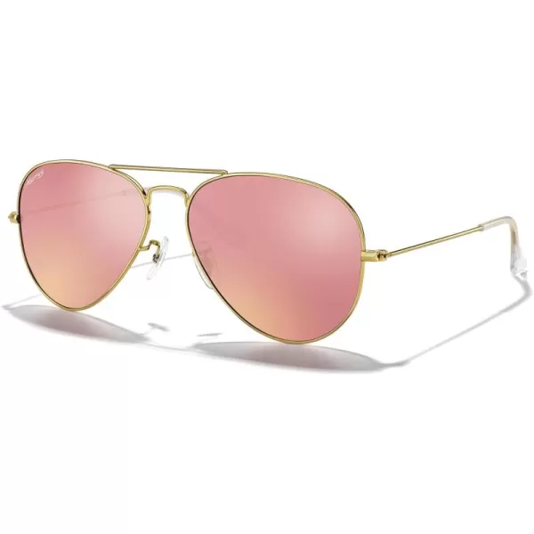 MERRYS Classic Polarized Aviator Sunglasses for Men Women S6025Rose Gold FrameCopper Lens