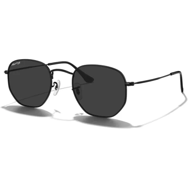 MERRYS Classic Polarized Sunglasses for Women Men Vintage Polygon Square Shades S6548Black FrameBlack Lens
