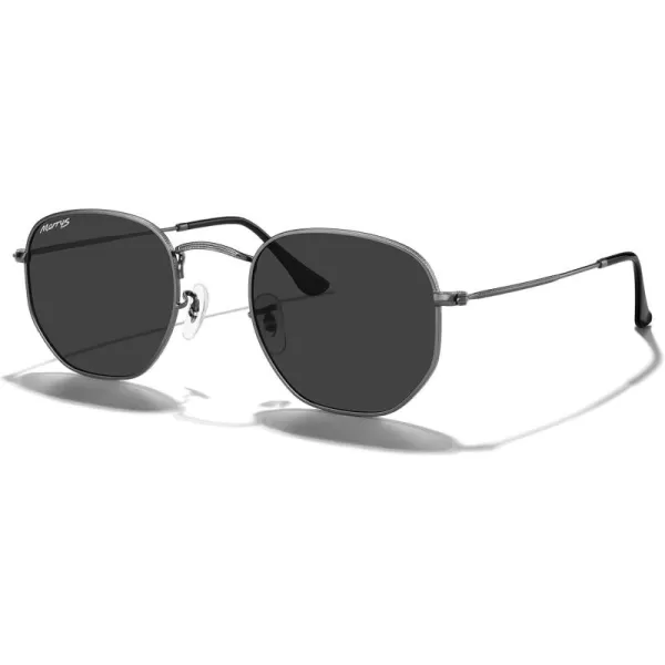 MERRYS Classic Polarized Sunglasses for Women Men Vintage Polygon Square Shades S6548Gunmetal FrameBlack Lens