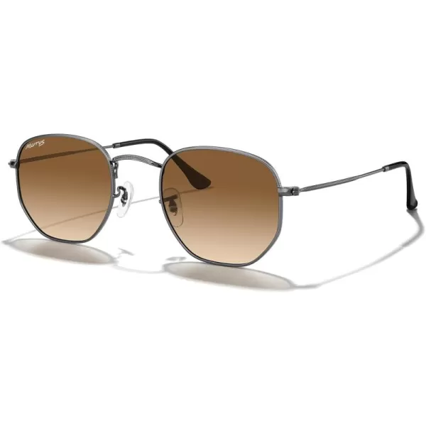 MERRYS Classic Polarized Sunglasses for Women Men Vintage Polygon Square Shades S6548Gunmetal FrameBrown Gradient Lens