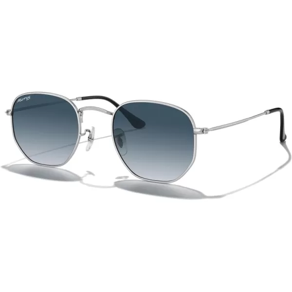 MERRYS Classic Polarized Sunglasses for Women Men Vintage Polygon Square Shades S6548Matte Chrome FrameBlue Gradient Lens