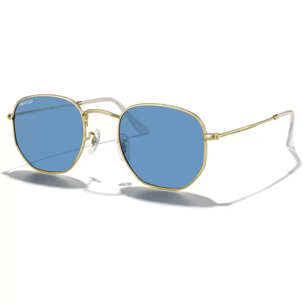 MERRYS Classic Polarized Sunglasses for Women Men Vintage Polygon Square Shades S6548Polished Gold FrameLight Blue Lens