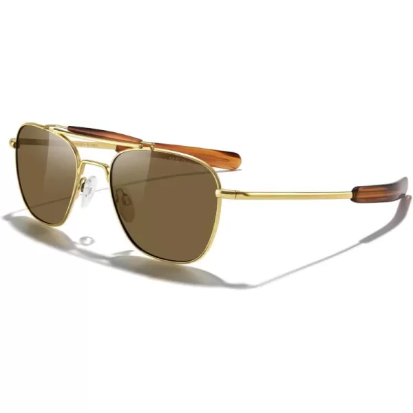 MERRYS Classic Square Aviator II Military Polarized Sunglasses for Men or Women S863723k Gold FrameBrown Polarized Lens