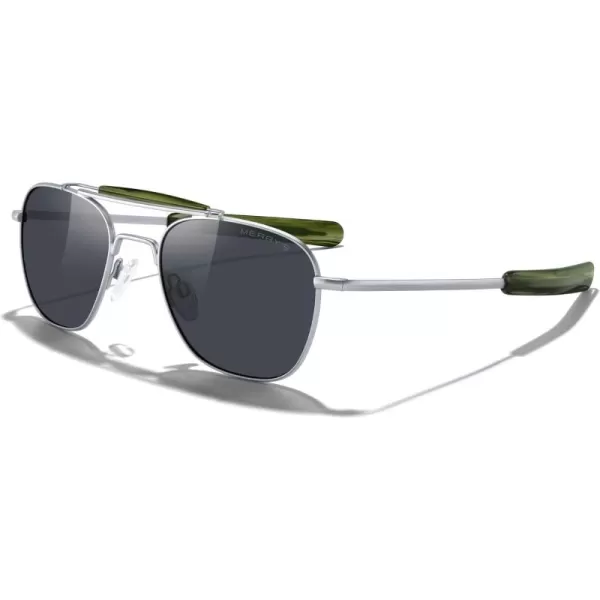 MERRYS Classic Square Aviator II Military Polarized Sunglasses for Men or Women S8637Matte Chrome FrameBlack Polarized Lens