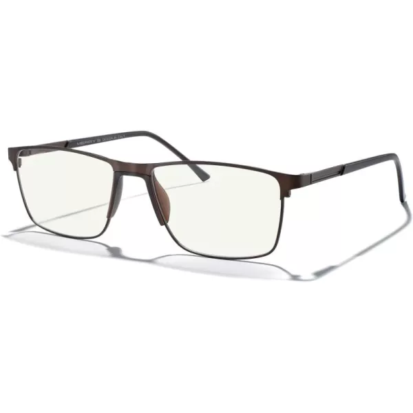 MERRYS Fashion Blue Light Blocking Glasses  Reading Glasses Metal Frame Spring Hinge Readers for Men EyeglassesBrown52mm