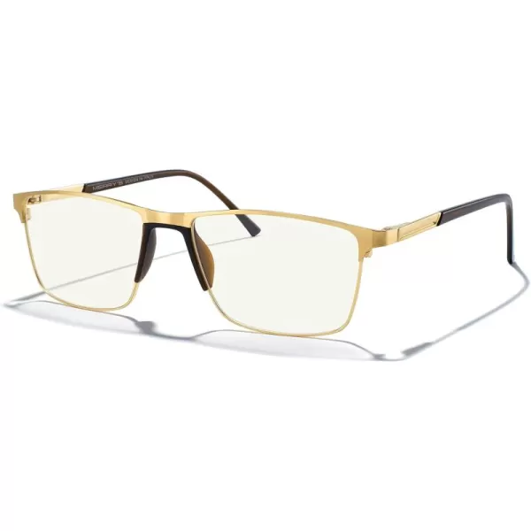 MERRYS Fashion Blue Light Blocking Glasses  Reading Glasses Metal Frame Spring Hinge Readers for Men EyeglassesGold52mm