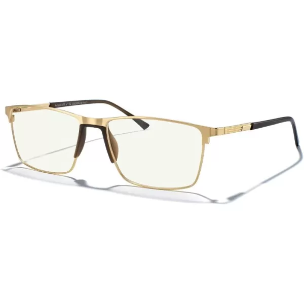 MERRYS Fashion Blue Light Blocking Glasses  Reading Glasses Metal Frame Spring Hinge Readers for Men EyeglassesGold55mm