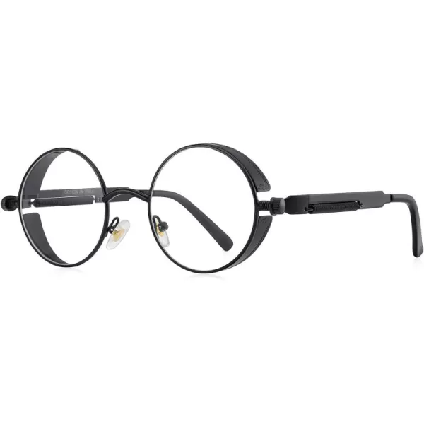 MERRYS Gothic Steampunk Sunglasses for Women Men Round Lens Metal Frame S567Black FrameClear Lens