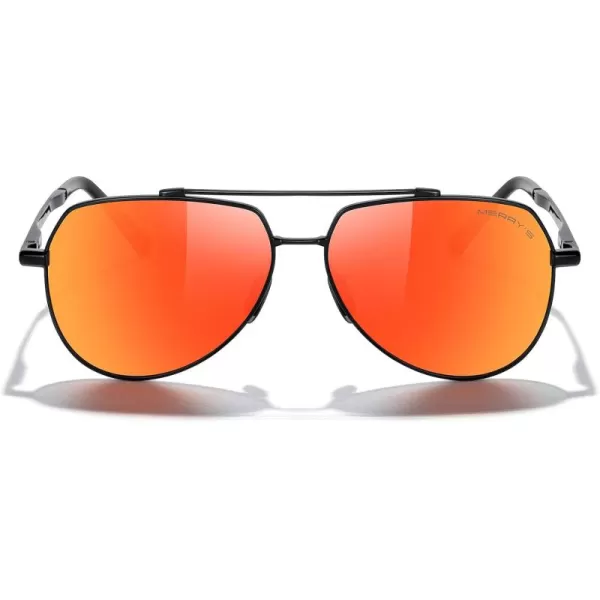 MERRYS Men Classic Pilot Sunglasses for Men Women  Polarized Driving Sun glasses Mirrored Lens UV 400 Protection 58 MMAblack FrameRed Mirror Lens