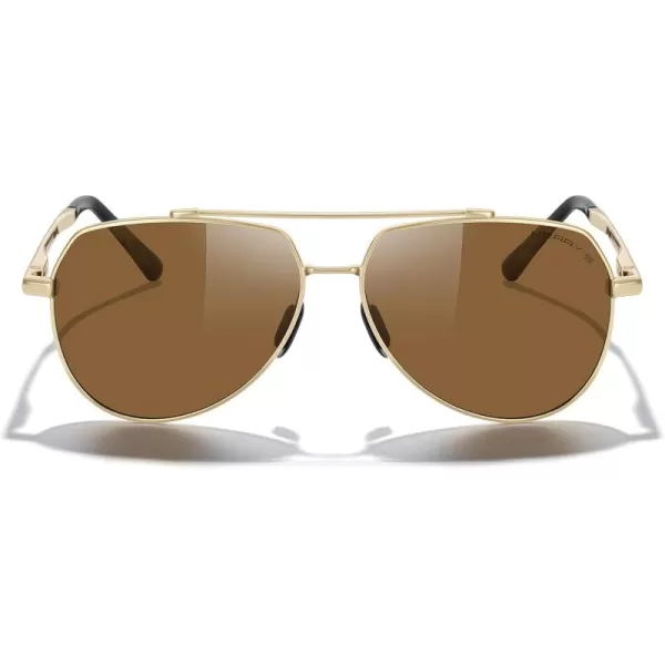 MERRYS Men Classic Pilot Sunglasses for Men Women  Polarized Driving Sun glasses Mirrored Lens UV 400 Protection 58 MMAgold FrameBrown Lens