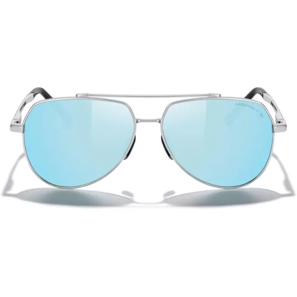 MERRYS Men Classic Pilot Sunglasses for Men Women  Polarized Driving Sun glasses Mirrored Lens UV 400 Protection 58 MMAsilver FrameBlue Mirror Lens