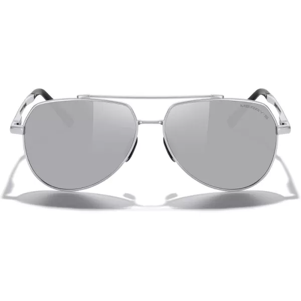 MERRYS Men Classic Pilot Sunglasses for Men Women  Polarized Driving Sun glasses Mirrored Lens UV 400 Protection 58 MMAsilver FrameSilver