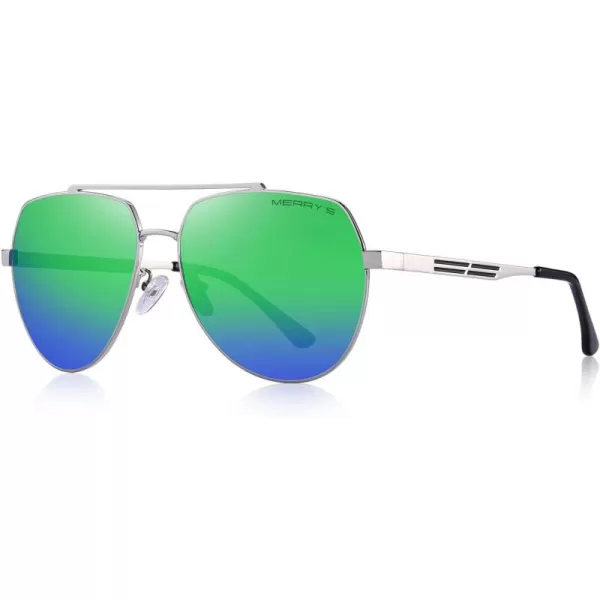MERRYS Men Classic Pilot Sunglasses for Men Women  Polarized Driving Sun glasses Mirrored Lens UV 400 Protection 58 MMZgreen Mirror