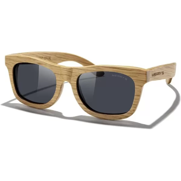 MERRYS Men Wooden Polarized Sunglasses 100 UV vintage Eyewear S5140Black