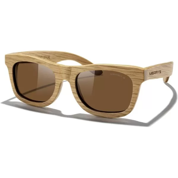 MERRYS Men Wooden Polarized Sunglasses 100 UV vintage Eyewear S5140Brown
