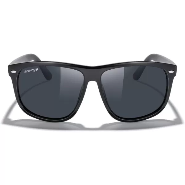 MERRYS Mens Oversized Square Polarized Sunglasses for Driving Fishing Golfing UV400 Protection S8147Black FrameBlack Lens