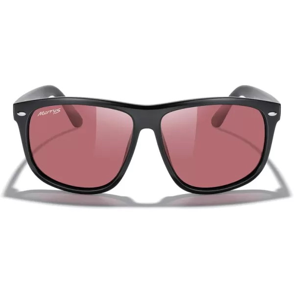 MERRYS Mens Oversized Square Polarized Sunglasses for Driving Fishing Golfing UV400 Protection S8147Black FrameRed Lens