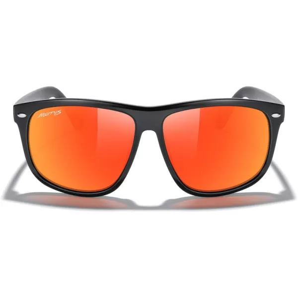 MERRYS Mens Oversized Square Polarized Sunglasses for Driving Fishing Golfing UV400 Protection S8147Black FrameRed Mirror Lens