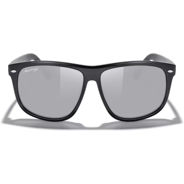 MERRYS Mens Oversized Square Polarized Sunglasses for Driving Fishing Golfing UV400 Protection S8147Black FrameSilver Mirror Lens