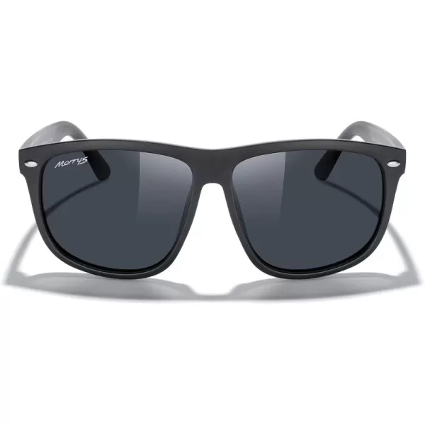 MERRYS Mens Oversized Square Polarized Sunglasses for Driving Fishing Golfing UV400 Protection S8147Matte Black FrameBlack Lens