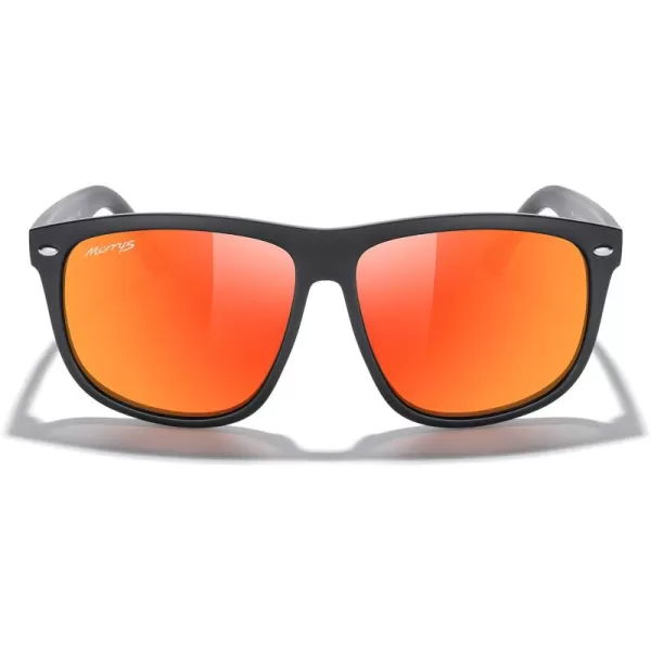 MERRYS Mens Oversized Square Polarized Sunglasses for Driving Fishing Golfing UV400 Protection S8147Matte Black FrameRed Mirror Lens