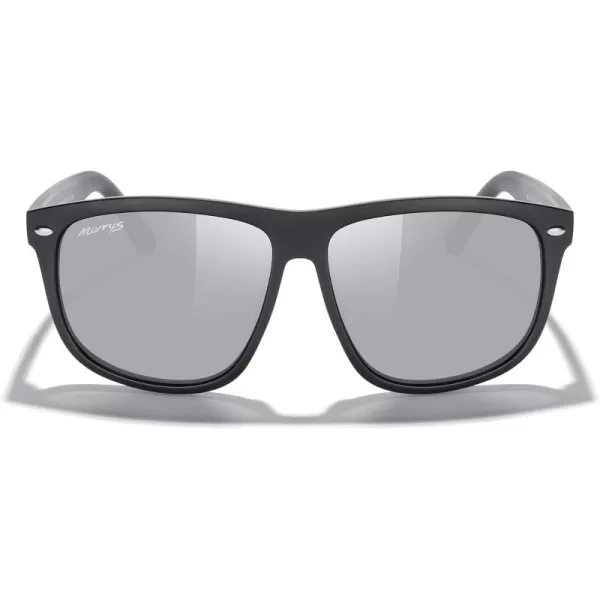 MERRYS Mens Oversized Square Polarized Sunglasses for Driving Fishing Golfing UV400 Protection S8147Matte Black FrameSilver Mirror Lens