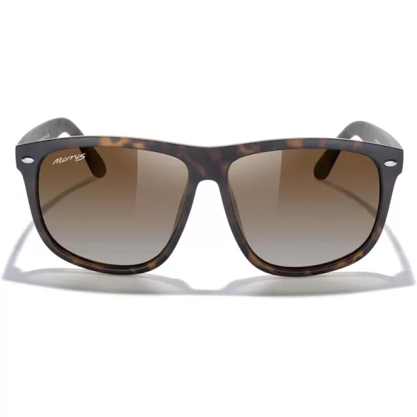 MERRYS Mens Oversized Square Polarized Sunglasses for Driving Fishing Golfing UV400 Protection S8147Matte Leopard FrameBrown Gradient Lens