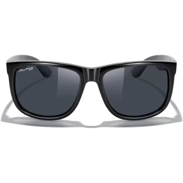 MERRYS Mens Rectangular Polarized Sunglasses UV400 Protection for Driving Fishing Hiking Golf Outdoor Sport Glasses S8165Black FrameBlack Lens