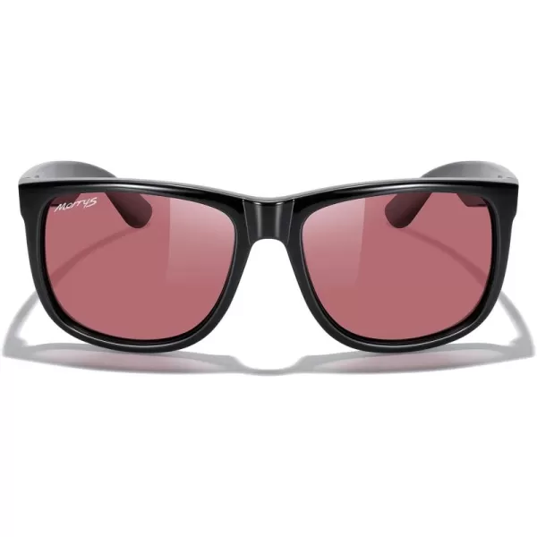 MERRYS Mens Rectangular Polarized Sunglasses UV400 Protection for Driving Fishing Hiking Golf Outdoor Sport Glasses S8165Black FrameRed Lens