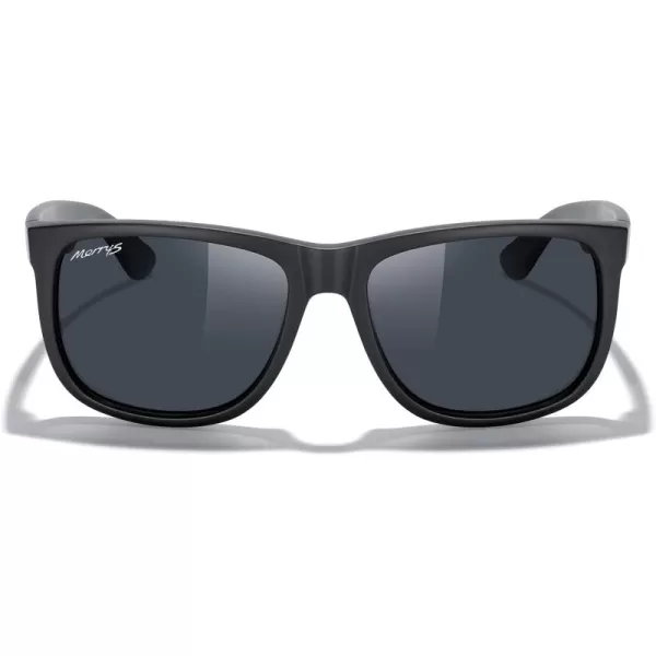 MERRYS Mens Rectangular Polarized Sunglasses UV400 Protection for Driving Fishing Hiking Golf Outdoor Sport Glasses S8165Matte Black FrameBlack Lens