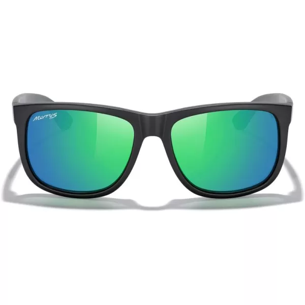 MERRYS Mens Rectangular Polarized Sunglasses UV400 Protection for Driving Fishing Hiking Golf Outdoor Sport Glasses S8165Matte Black FrameGreen Mirror Lens